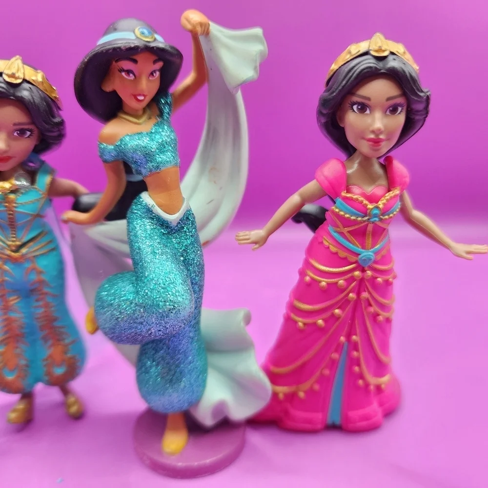 Disney Aladdin Lot Genie Jasmine Blue Pink 4 Inch Toy Figures - Picture 3 of 4